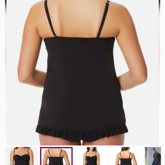 Beyond Control Womens one piece swimsuit ruffle size 14 black swim dress - Picture 3 of 4